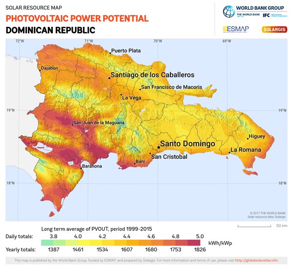 Photovoltaic Electricity Potential, Dominican Republic